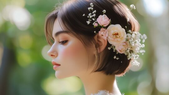 Soyez à la pointe avec une coiffure de carré court : mariage stylé en vue