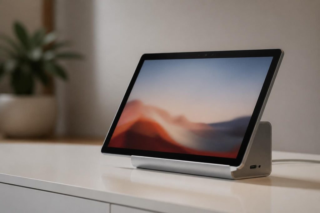 découvrez le comptoir sans fils avec dock usb-c pour tablette tactile microsoft, alliant fonctionnalité et design épuré pour un espace de travail organisé et moderne.