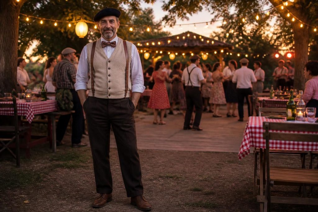 découvrez les meilleures idées de déguisement guinguette pour homme et soyez le roi de la soirée à thème avec un style rétro et festif.